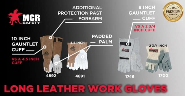 MCR SAFETY MCR Safety 1700L Big Jake Premium Grade Leather Palm Gloves L
