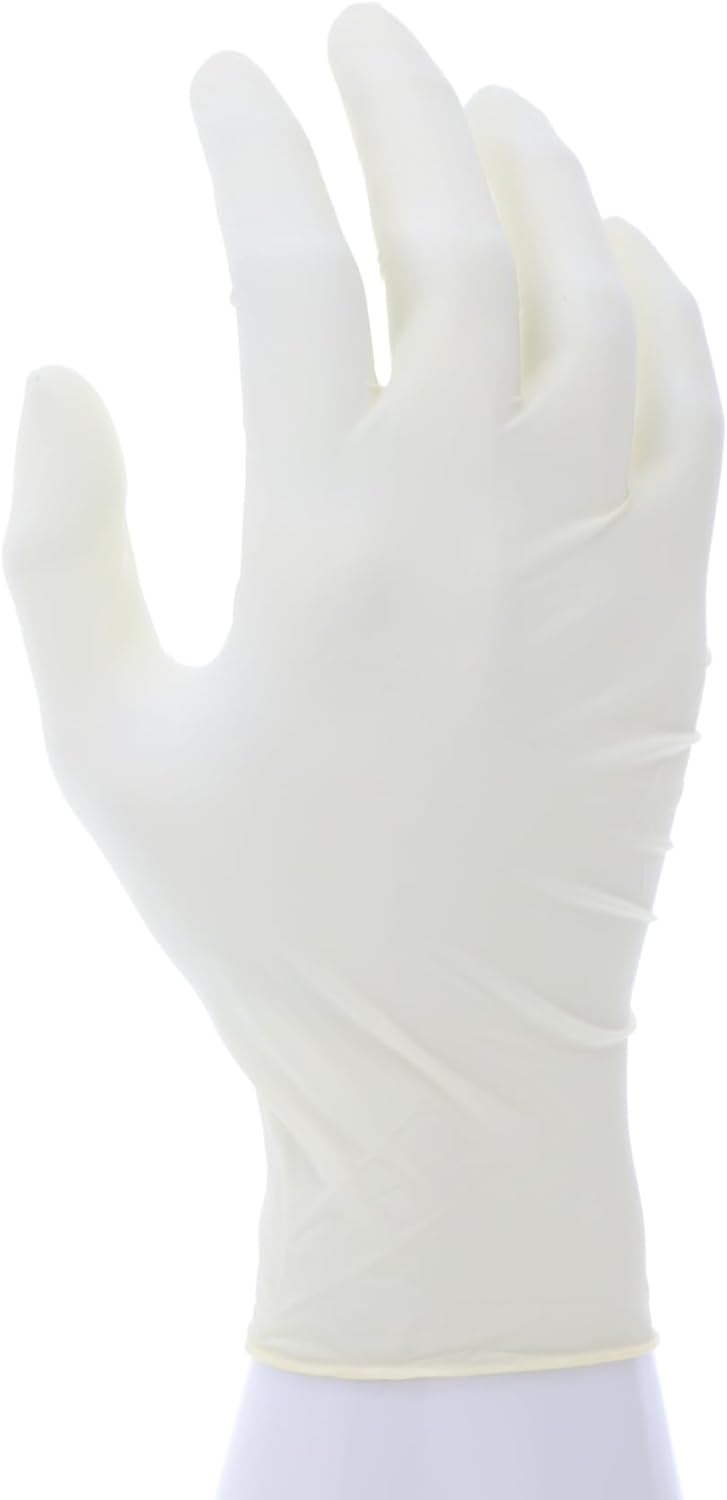 MCR SAFETY MCR Safety 5055L SensaGuard Industrial Grade Latex Double Chlorinated Powder Free Disposable Gloves, Natural, Large Pack of 100