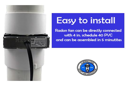 TJERNLUND Tjernlund PVC4 Radon Mitigation Fan Model - Exhaust Fan with 6 Ft. Power Cord, Minimal Power Consumption, 4 In. PVC Pipe