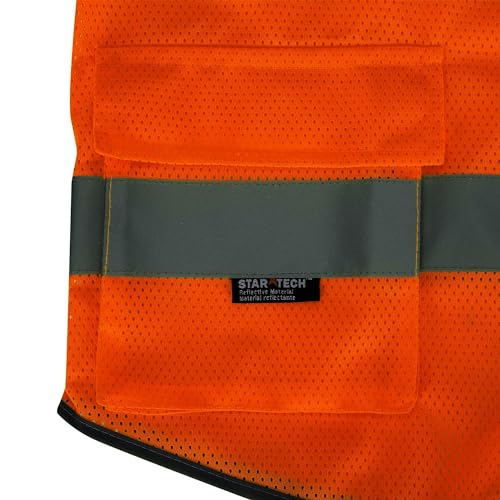 PIONEER Pioneer V1024850U-XL Safety Vest Hi-Vis Reflective Mesh Neon Orange X-Large