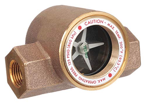 DWYER Dwyer SFI-100-3/4 Midwest Series Sight Flow Indicator, 3/4 Inch, Bronze Body, ABS Impeller