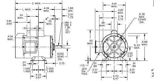 MARATHON MOTORS Marathon Electric MG1312 General Purpose Motor 0.25 HP 1800 RPM 115/230 VAC TEFC