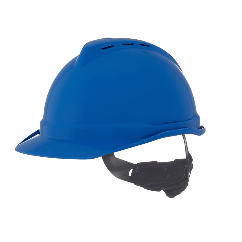 MSA SAFTEY MSA 10034019 V-Gard 500 Cap Style Safety Hard Hat With Fas-Trac III Ratchet Suspension | Polyethylene Shell, Superior Impact Protection, Self Adjusting Crown Straps - Standard Size in Blue