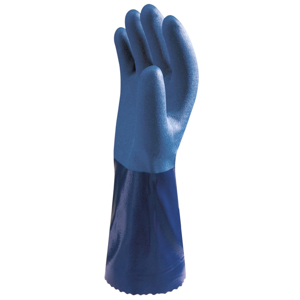 SHOWA Showa CS720XL-10 Double Dipped Food Safe Nitrile Chemical Resistant Safety Gloves with Rough Finish 14 Length X-Large Pack of 12 Pair