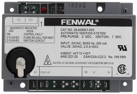 LAARS Fenwal 35-605501-003 Direct Spark Ignition Control 24V w/ 0 sec Prepurge 7 sec TFI and Remote Sensor