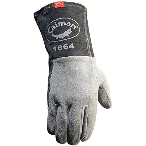 CAIMAN Caiman 1864-5 Genuine American White Tail Deerskin Leather Kontour TIG/MIG Gloves Large