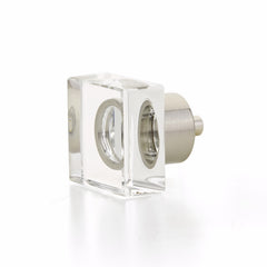SCHAUB Schaub 57-15 Square Glass Cabinet Knob Satin Nickel