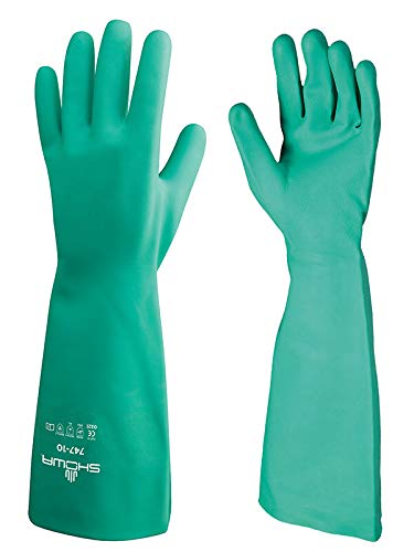 SHOWA SHOWA 747-10 Unlined Nitrile Chemical Resistant Glove with Bisque Grip X-Large (Pack of 12 Pair)