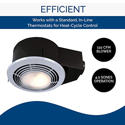 BROAN-NUTONE Broan-NuTone QT9093WH Ventilation Fan Heater Light Combo 110 CFM 1500W 100W Lamp