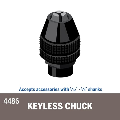 DREMEL Dremel 4486 Keyless Chuck Ideal for 1/32 Inch to 1/8 Inch Shank Rotary Tool Accessories Silver