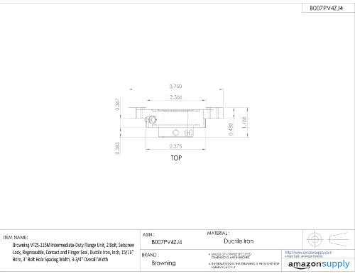 BROWNING Browning VF2S-115M Intermediate-Duty Flange Unit, Regreasable, Contact and Flinger Seal, Ductile Iron, 15/16 inch Bore