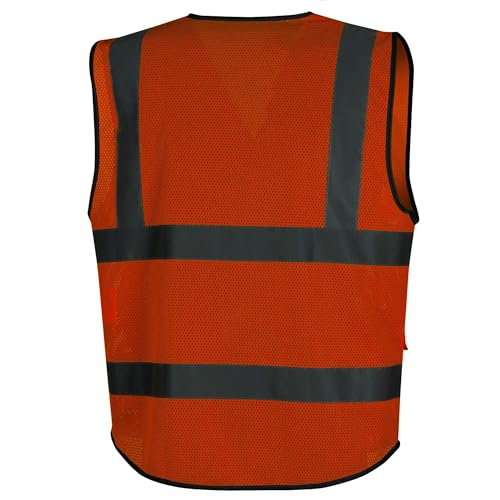 PIONEER Pioneer V1024850U-XL Safety Vest Hi-Vis Reflective Mesh Neon Orange X-Large