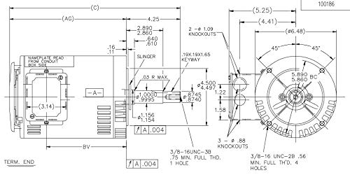 MARATHON MOTORS Marathon GT4104 Close-Coupled Pump Motor 1.5HP 230/460V 1755RPM 3 PH