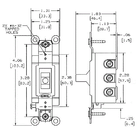 HUBBELL WIRING Wiring Device-Kellems HBL1386 Toggle Switch Extra Heavy Duty 20A 120/277V