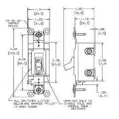 Hubbell HBL3032PL 30 Amp 120/277 VAC 2-Pole Red Toggle Switch