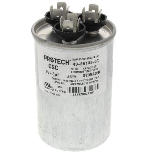 RHEEM Rheem 43-25133-17 Protech Dual Section Round Capacitor 5 to 55 MFD 440VAC