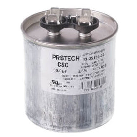 RHEEM Rheem 43-25136-34 Protech Single Round Run Capacitor, 50 MFD, 440VAC
