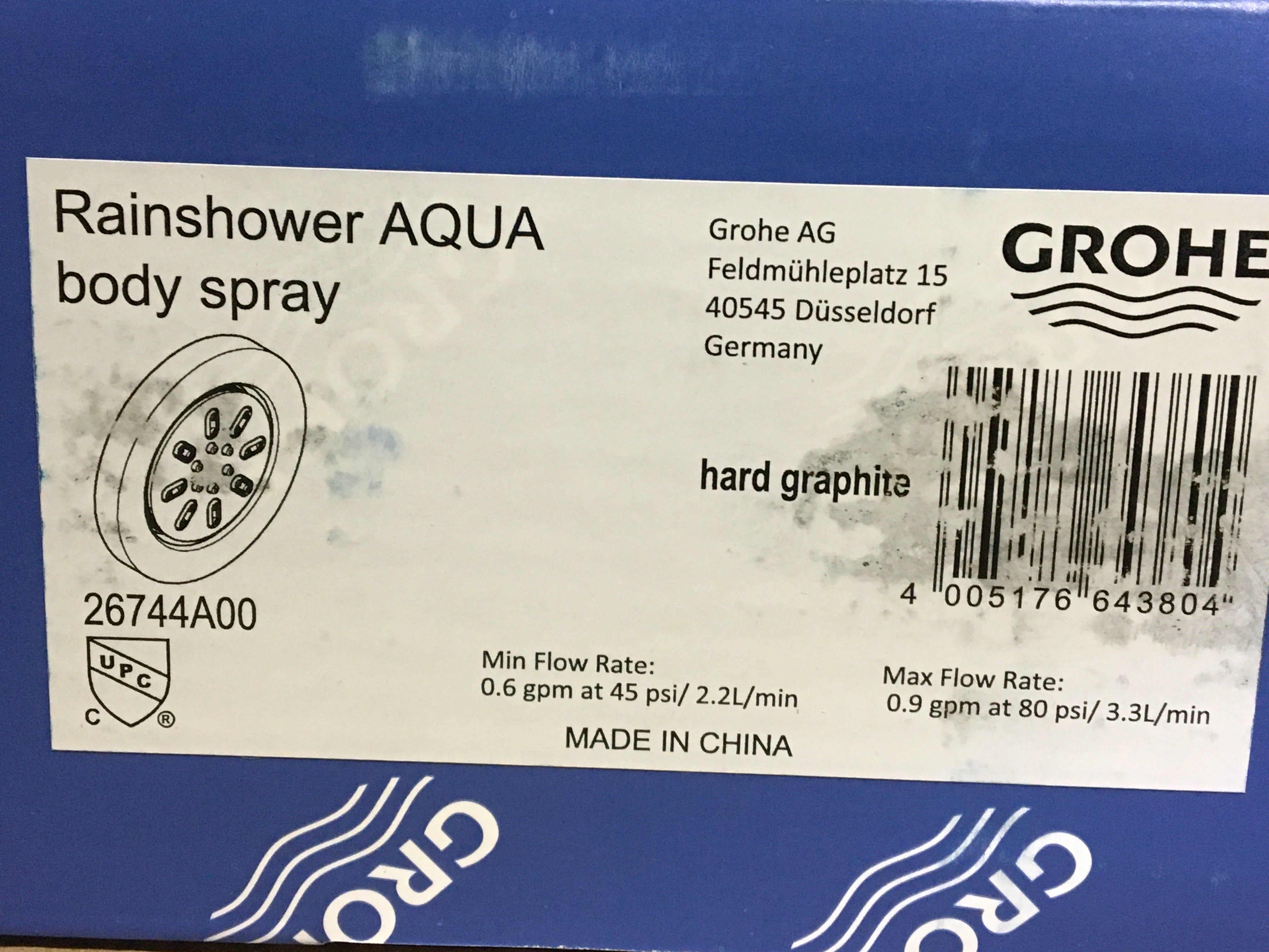 GROHE Grohe 26744A00 Rainshower Aqua Body Spray 0.9 GPM