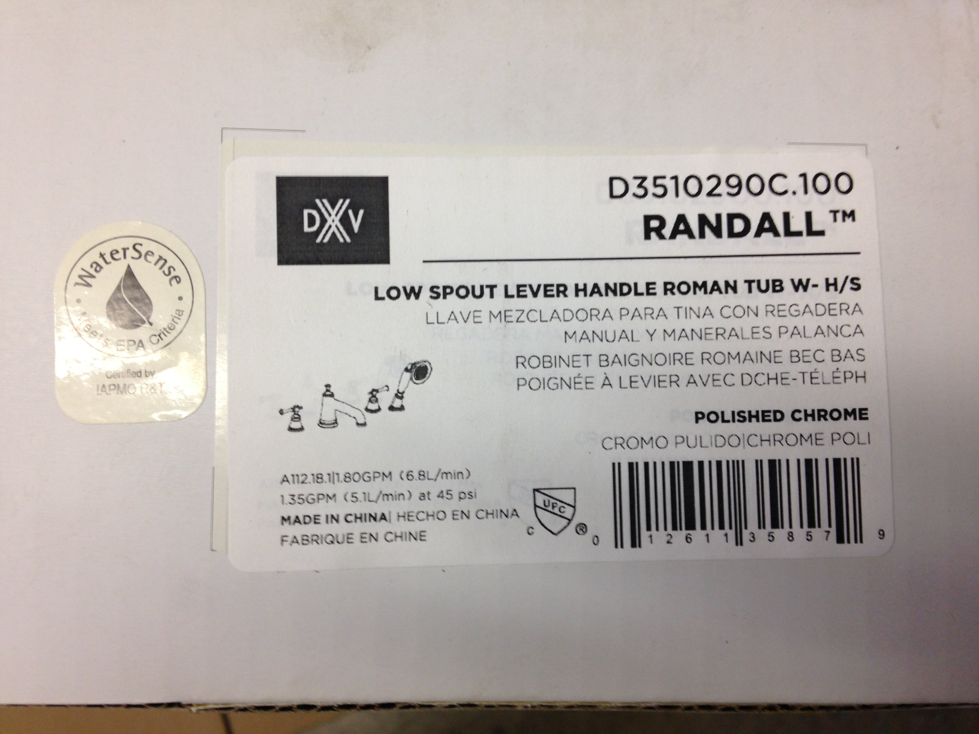 AMERICAN STANDARD American Standard D3510290C.100 Randall Low Spout Lever Handle Roman Tub W-H/S Polished Chrome