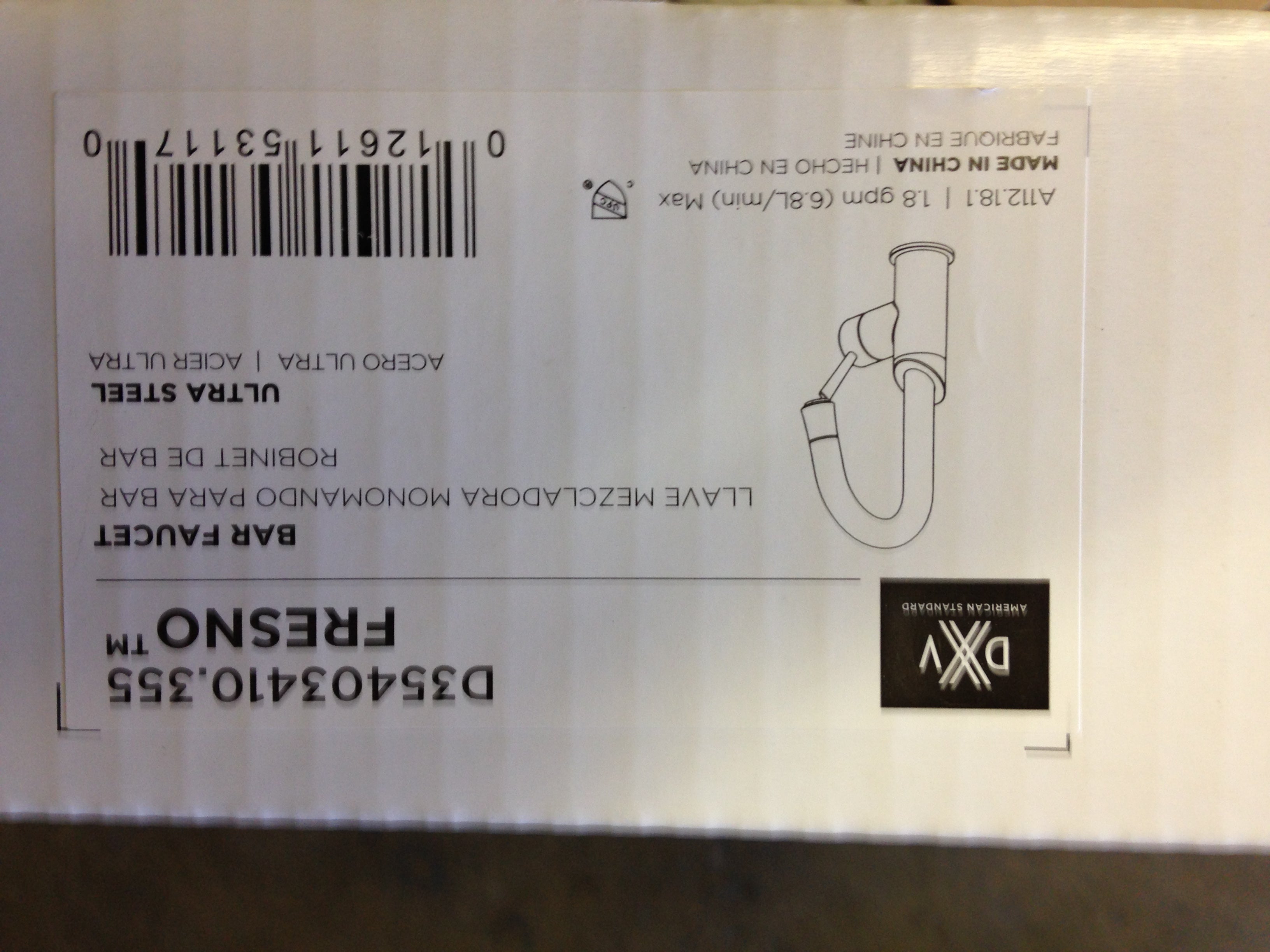 AMERICAN STANDARD American Standard D35403410.355 Fresno Bar Faucet Ultra Steel 1.8 GPM