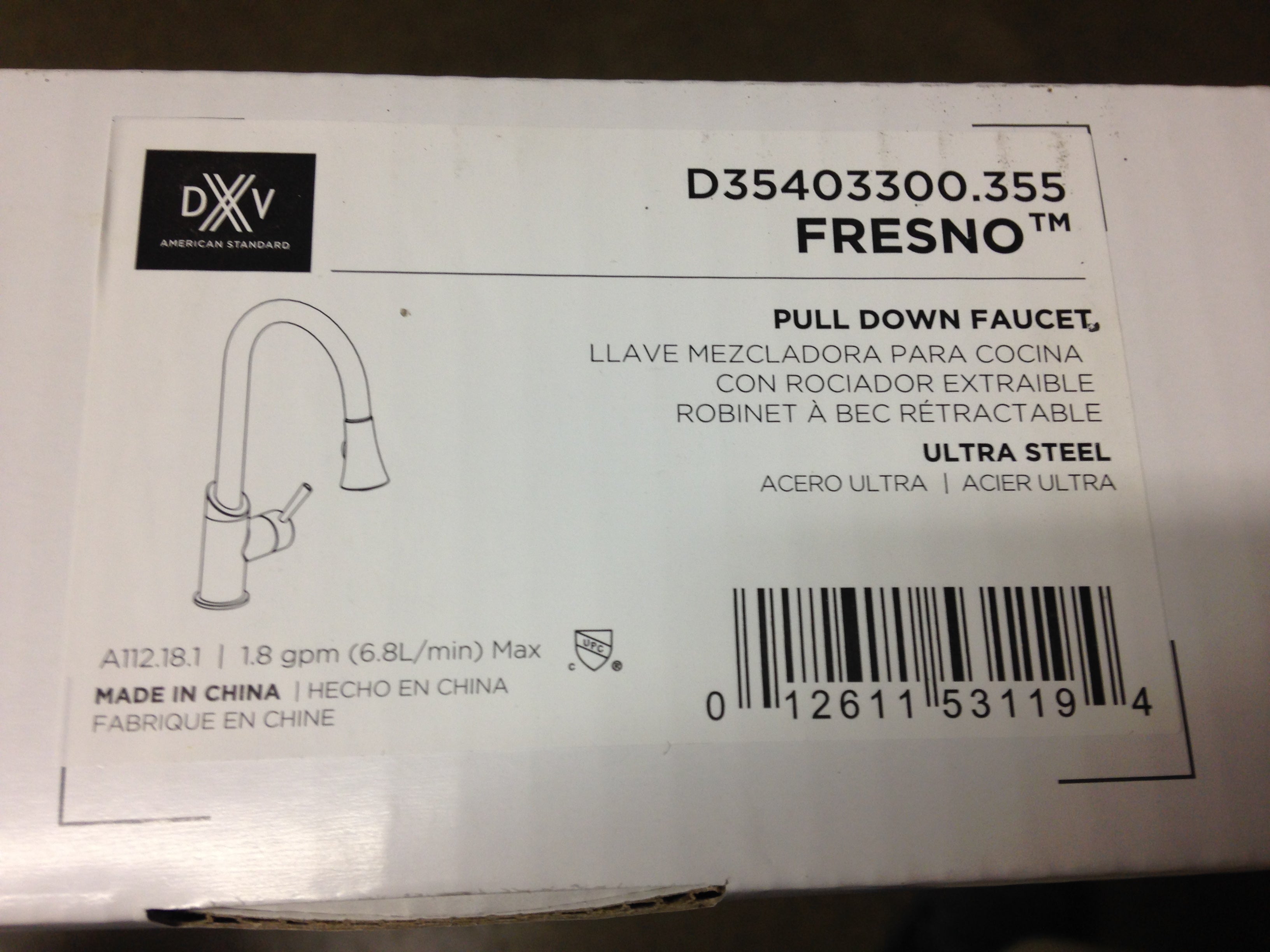 AMERICAN STANDARD American Standard D35403300.355 Fresno Pull Down Faucet Ultra Steel