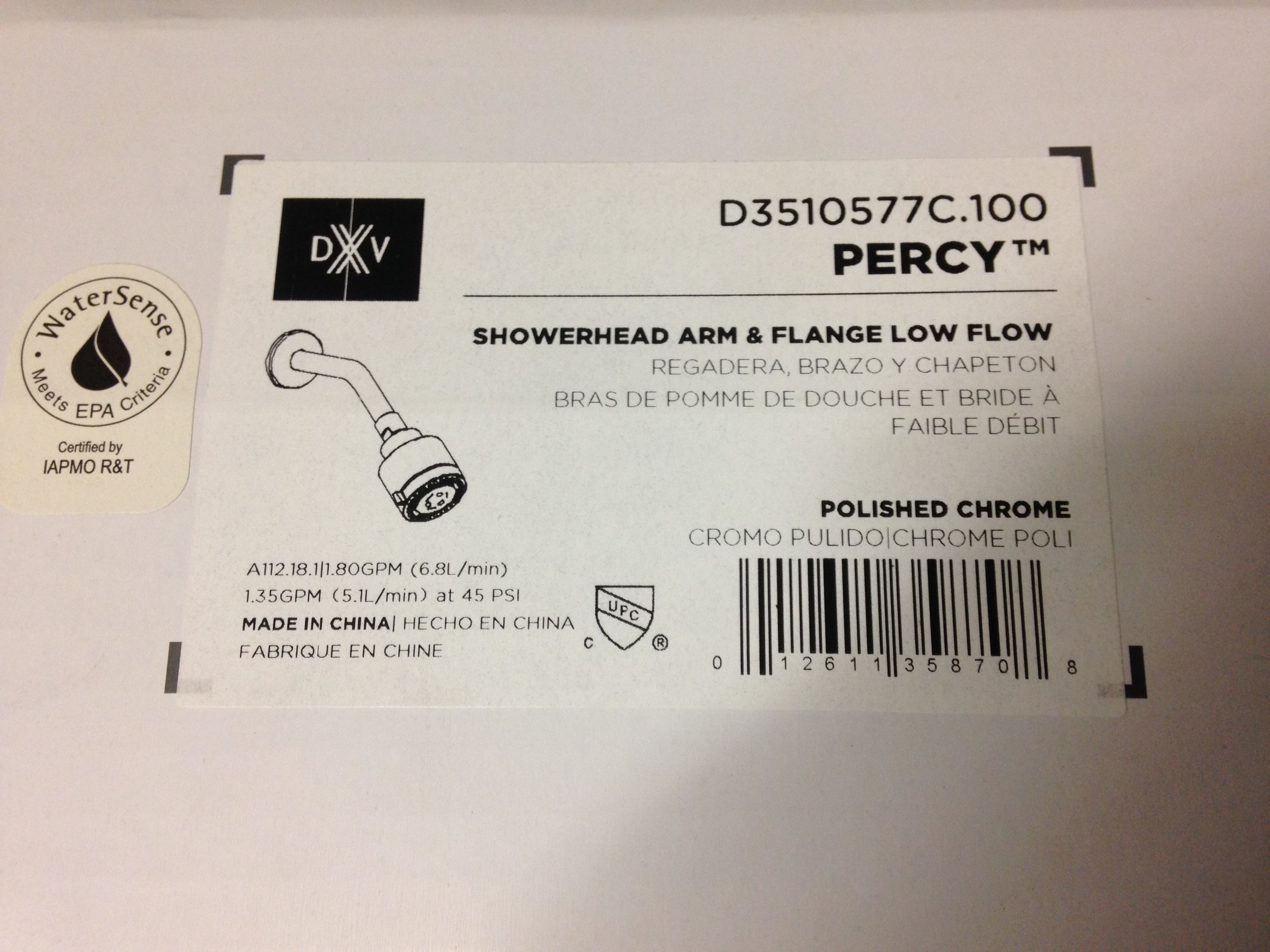 AMERICAN STANDARD American Standard D3510577C.100 Percy Showerhead Arm & Flange Low Flow