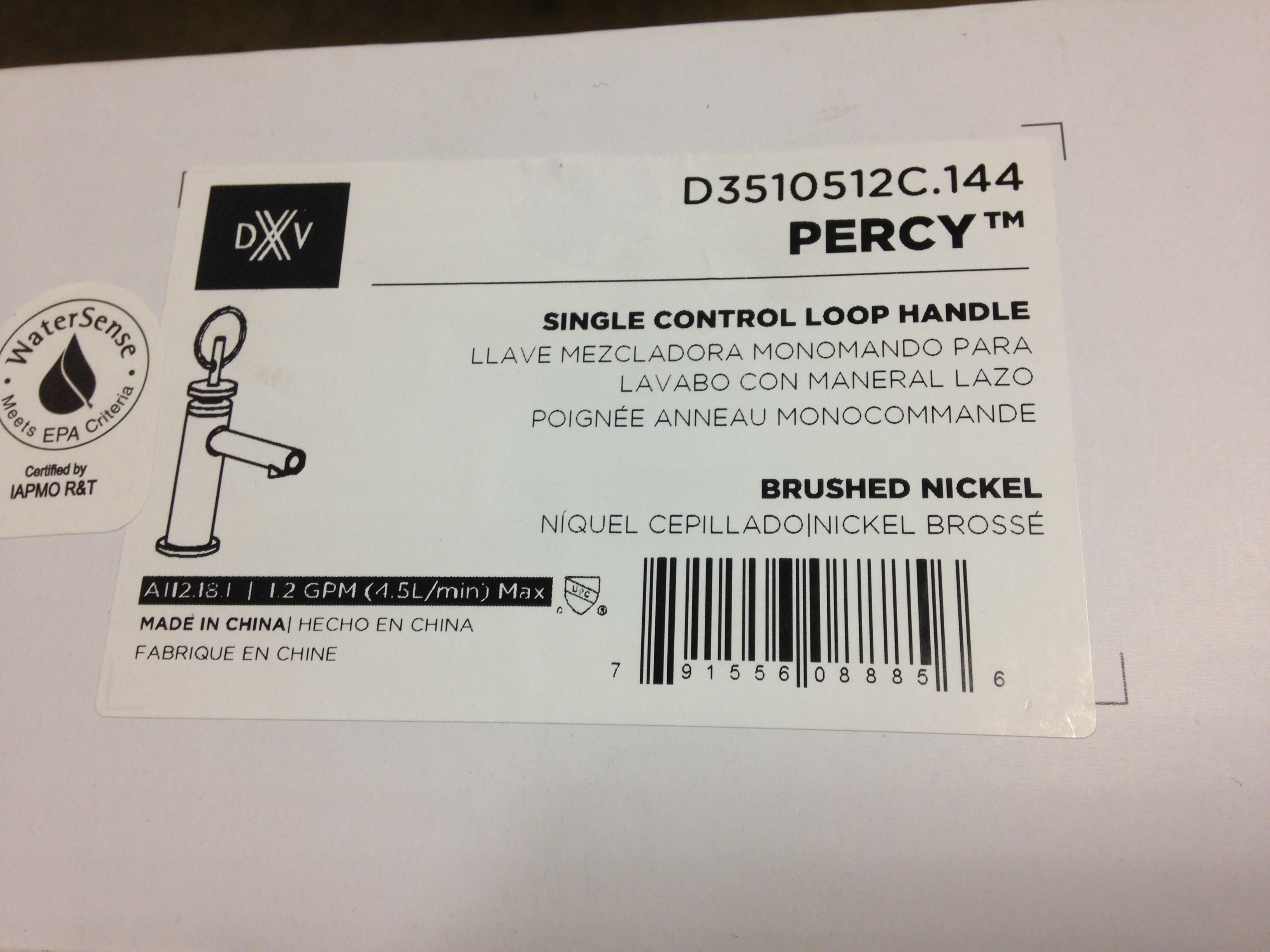 AMERICAN STANDARD American Standard D3510512C.144 Percy Single Control Loop Handle Brushed Nickel