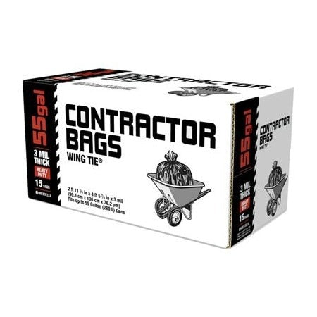 BERRY GLOBAL Berry Global 1628318 Contractor Trash Bags 55 Gallon (15 Pack)