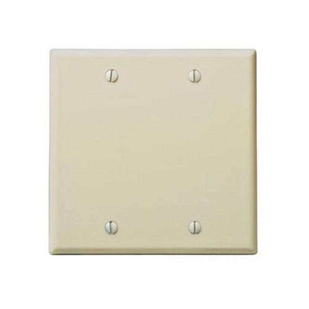 LEVITON Leviton 86025 2-Gang No Device Blank Wallplate, Standard Size, Thermoset, Box Mount, Ivory