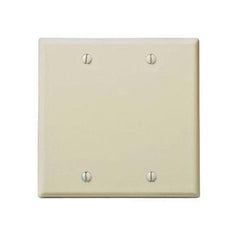 Leviton 86025 2-Gang No Device Blank Wallplate, Standard Size, Thermoset, Box Mount, Ivory