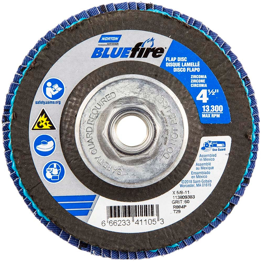 NORTON Norton 66623341105 Flap Disc 60 Grit Type 29 4.5 Inch