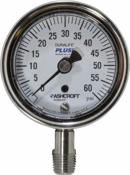 ASHCROFT Ashcroft 94327XLL Pressure Gauge 0-60 Psi 2.5in Dial