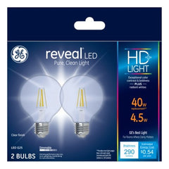 GE G E Lighting 31911 Reveal Led Globe Bulb 4.5W 2 Pack