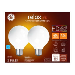 GE G E Lighting 31541 Led G25 Globe Bulb 4.5W 2700K 2 Pack