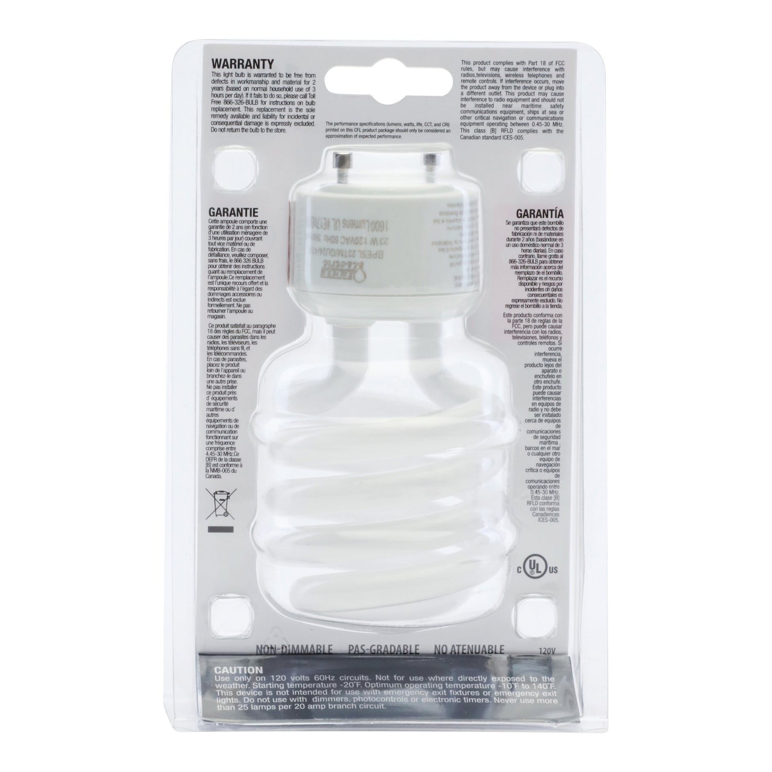 FEIT ELECTRIC Feit Electric BPESL23TM/GU24/41K T3 spiral non-dimmable GU24 base CFL light bulb 23W (1 pack)
