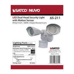 SATCO-NUVO Satco-Nuvo 65-211 LED Dual Head Security Light 20W (0-90 degree) 65-211