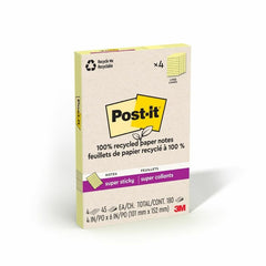 3M 3M MMM4621R4SSCY Recycled Supersticky Adhesive Note 4 x 6 in (4 Pack)