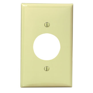 LEVITON Leviton 80704-I 1-Gang Single 1.406 Inch Hole Device Receptacle Wallplate, Ivory
