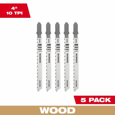 MILWAUKEE Milwaukee 48-42-5540 Jigsaw Blade 4in 10TPI T-shank Wood 5pk
