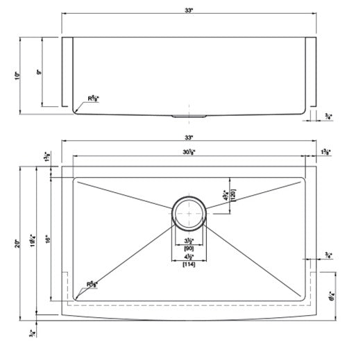 DAKOTA Dakota Plumbing Products DSM-A3320CP Apron Front Sink