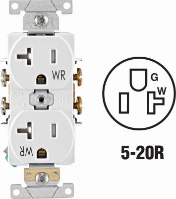 LEVITON Leviton R77-TWR20-00W 20A Tamper Weather Resistant Outlet