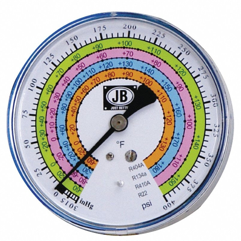 JB INDUSTRIES JBIND-M2-400 Low Side Refrigeration Gauge 800 Psi 4 Inch