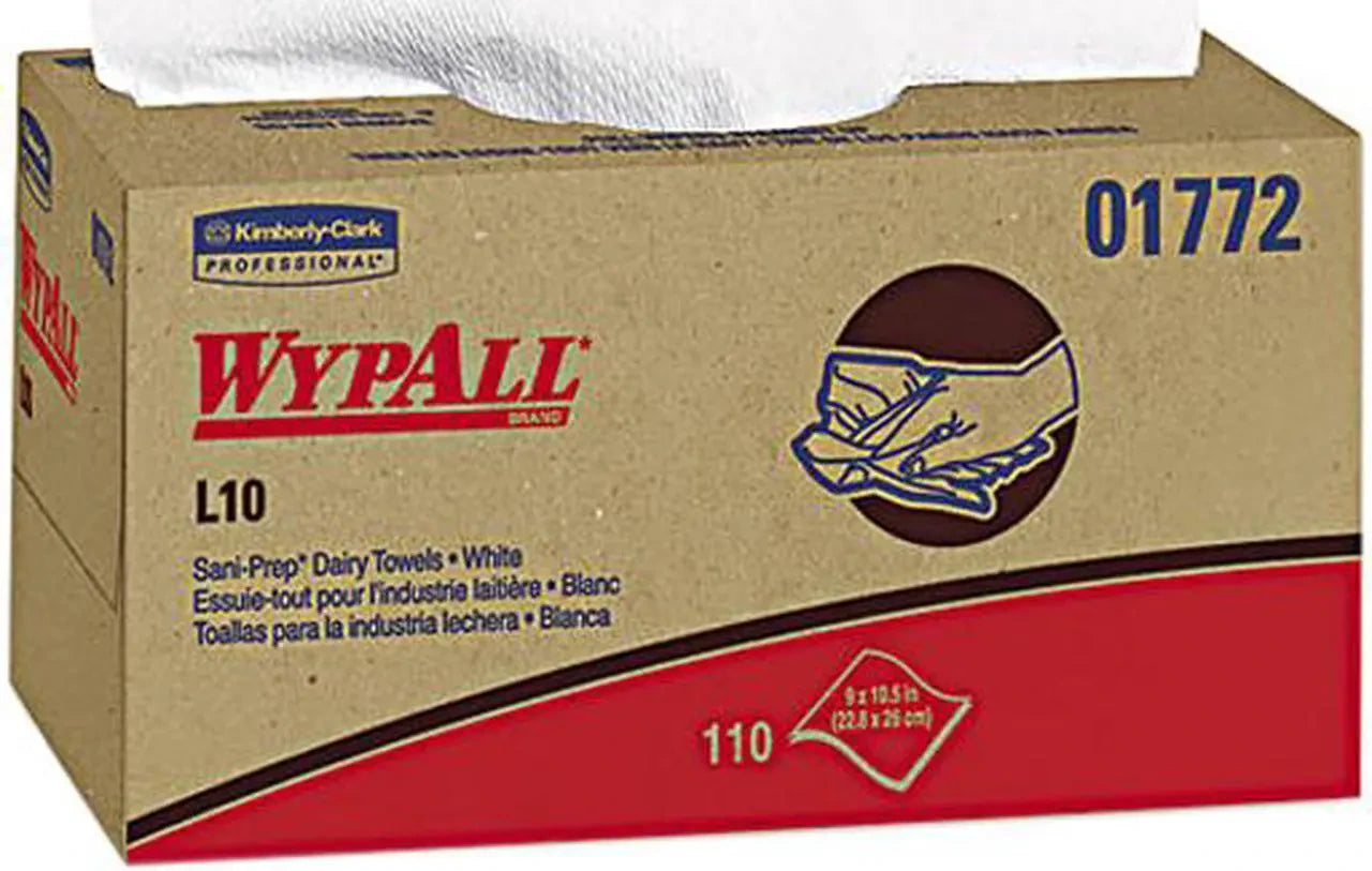 KIMBERLY-CLARK Kimberly-Clark KCC01772 Wypall L10 Sani-Prep Dairy Towels 9 x 10.5 in 110/Pack 18 Packs/Carton