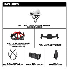 MILWAUKEE Milwaukee 48-73-1661 BOLT Full Brim Safety Helmet Type 2, Class E