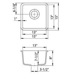 DAKOTA Dakota Plumbing Products GSE-QC1515-BE Quartz Composite Bar Sink