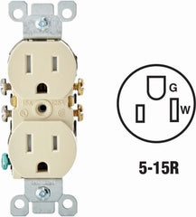 LEVITON Leviton N01-T5320-00I Tr Duplex Outlet Ivory 10-pack