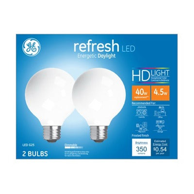 GE G E Lighting 47659 Led G25 Globe Bulb 4.5W Daylight 2 Pack