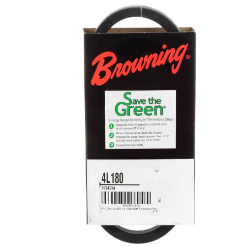 BROWNING Browning 4L180 V-Belts - L Section, 1 Band, 18.0000 in Outside Length, Smooth, Wrapped Construction