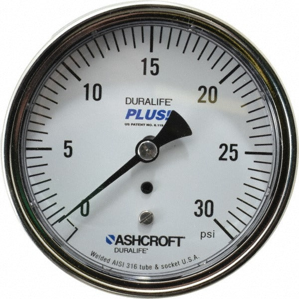 ASHCROFT Ashcroft 94919XLL Pressure Gauge 0-30 Psi 3.5in Dial Mnpt