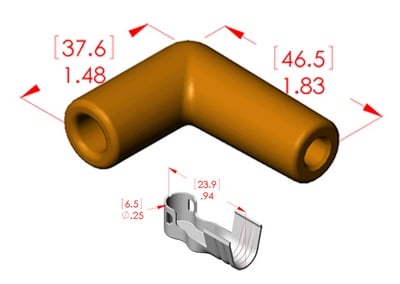 CROWN ENGINEERING Crown Engineering 50744 Silicone Boot 90 Degree Orange Terminal